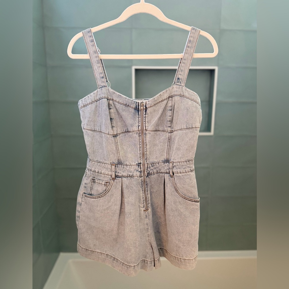 Stylish Light Denim Women's Overalls